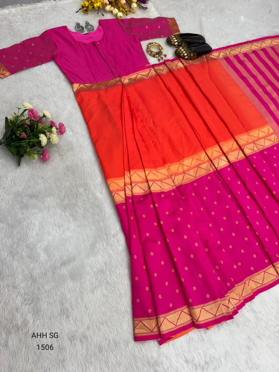 Ready-to-Wear Dual Tone Mysore Silk Saree